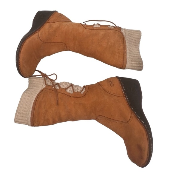 UGG Tan Ankle Boots with Knit Cuff - Picture 5 of 8